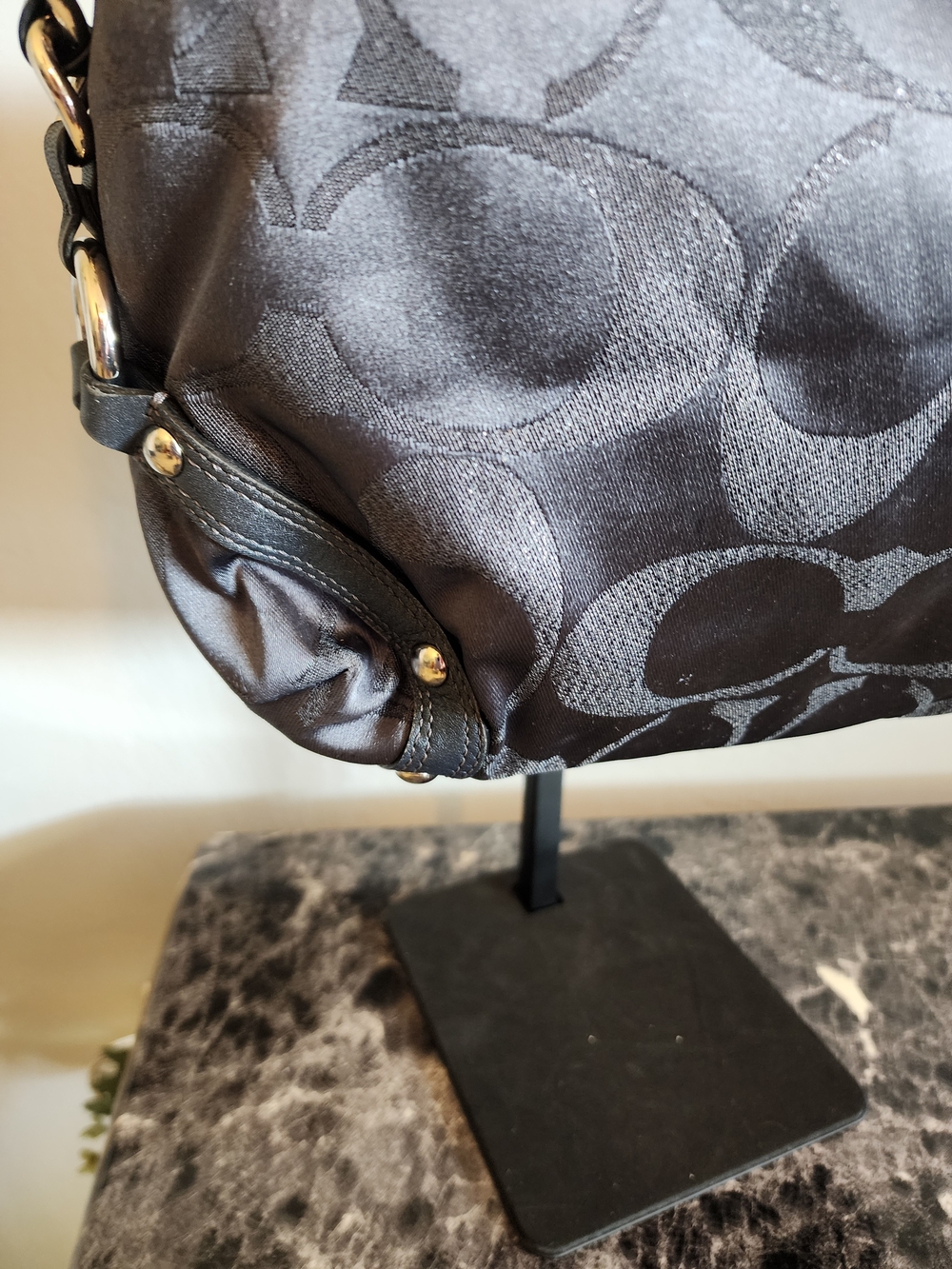 Coach Carly In Shimmering Gray With Silver Hardware - Picture 3 of 14